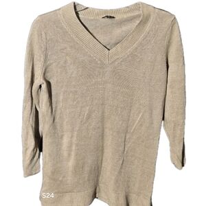 Men's Beige V-Neck Sweater